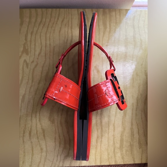 TORY BURCH Miller Patent Leather Orange Sandals size 7 - Picture 6 of 12